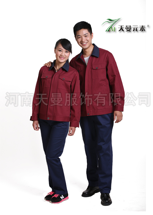 深紅長(zhǎng)袖工作服1